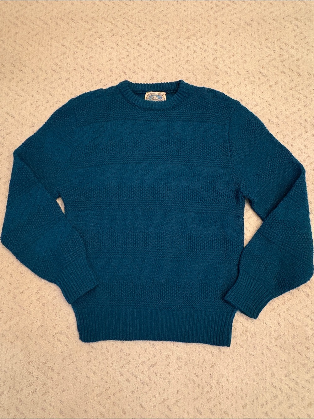 Vintage 80s Environmental Clothing Crewneck Sweater Size M Teal Made in USA